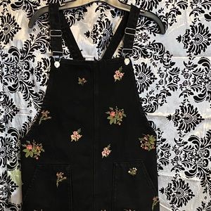 Topshop overalls mini-dress black denim